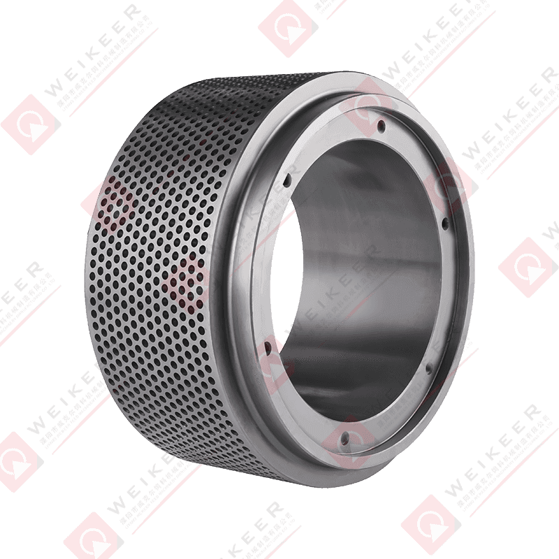 Rullo per pellet in acciaio legato con fossette