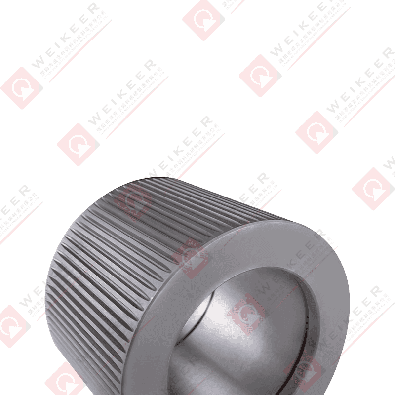 Rullo per pellet in acciaio con cuscinetto ondulato a estremità chiusa