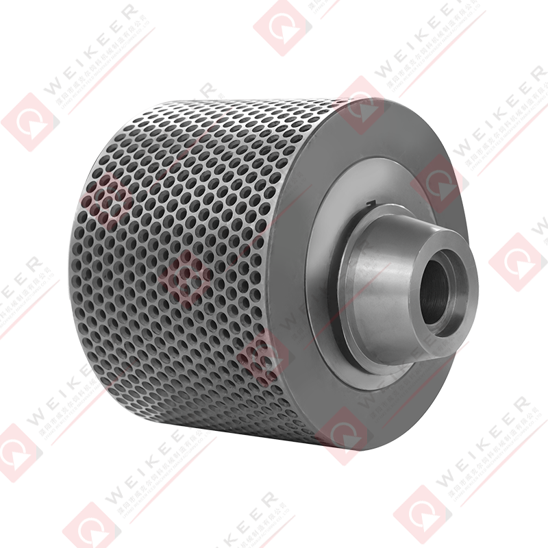 Rullo per pellet in acciaio con cuscinetto con fossette